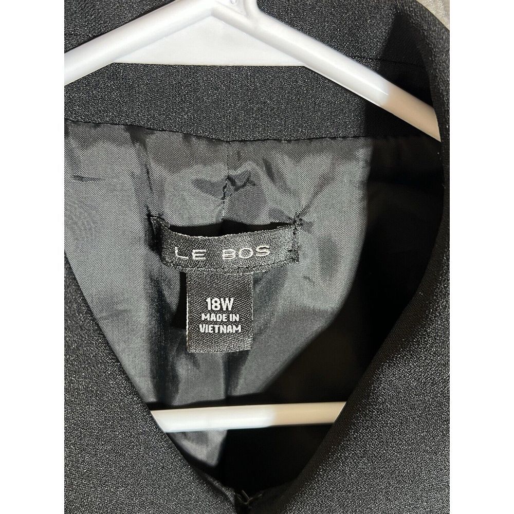 Le Bos Cropped Open Cardigan Blazer Womens Size 18W Black Lined 3/4 Sleeve - Picture 3 of 6